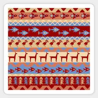 Inca Animals Blanket Birds Fish Llamas Monkeys Pattern Sticker